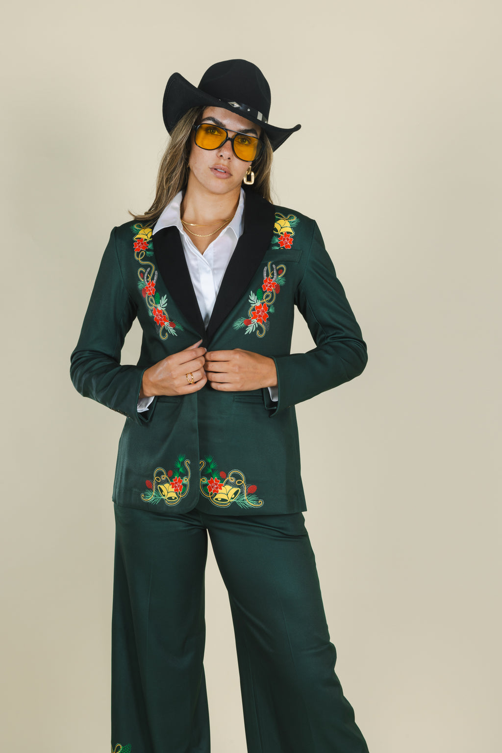 The Holiday Ham | Dark Green Holiday Placement Women's Suit - Shinesty