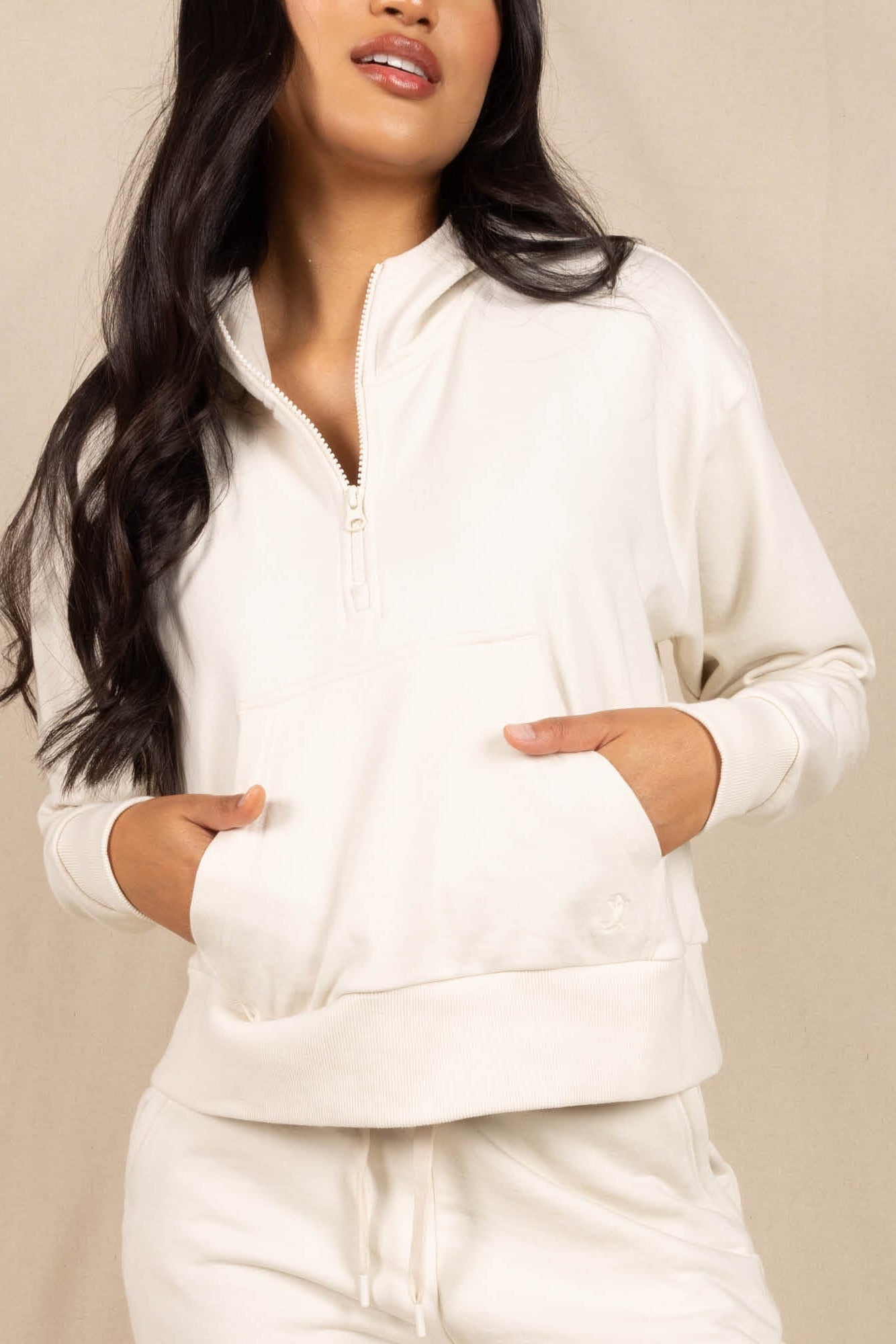 The Cream Of The Crop | Oatmeal Goldilocks™ Women’s Half Zip Lounge Hoodie - Shinesty