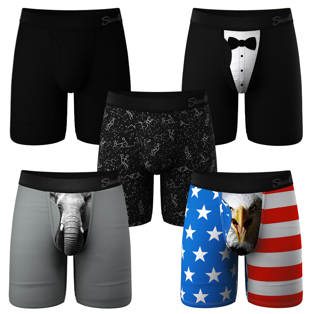 The Ultra Staples Mix | Long Leg Ball Hammock® Pouch Underwear With Fly 5 Pack - Shinesty