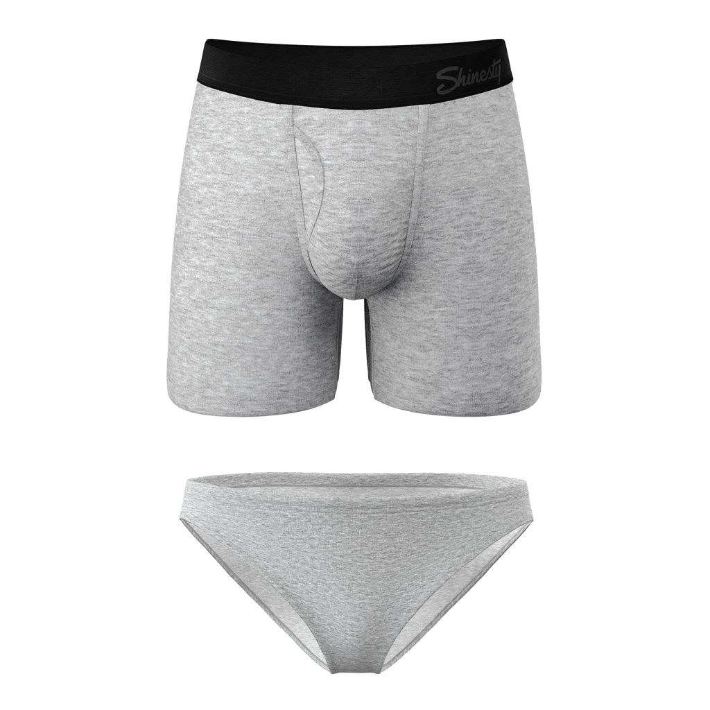 The Intramural Champ | Grey Bikini and Ball Hammock® Boxer With Fly Matching Couples Underwear Pack - Shinesty