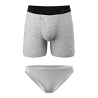 The Intramural Champ | Grey Bikini and Ball Hammock® Boxer With Fly Matching Couples Underwear Pack - Shinesty