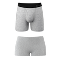 The Intramural Champ | Grey Boyshort and Ball Hammock® Boxer With Fly Matching Couples Underwear Pack - Shinesty