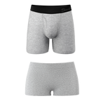 The Intramural Champ | Grey Boyshort and Ball Hammock® Boxer With Fly Matching Couples Underwear Pack - Shinesty