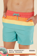 The Lifeguard | Green and Orange Retro Stripe Ball Hammock® Pouch 5" Swim Trunks - Shinesty