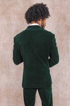 The Elegant Evergreen | Green Velvet Velvet Blazer - Shinesty