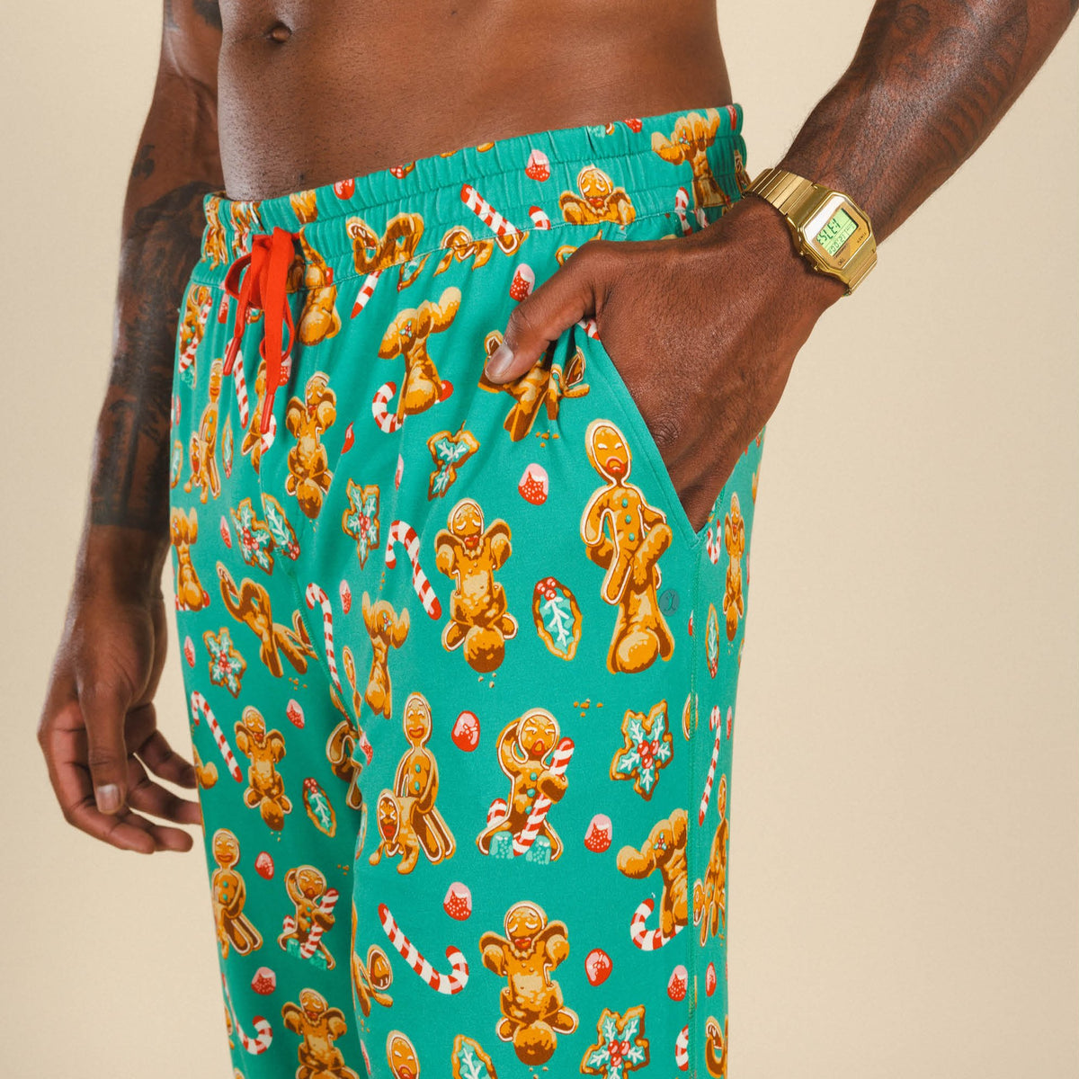 The Ginger Rail | Gingerbread SleepDeep™ Men’s Pajama Joggers - Shinesty