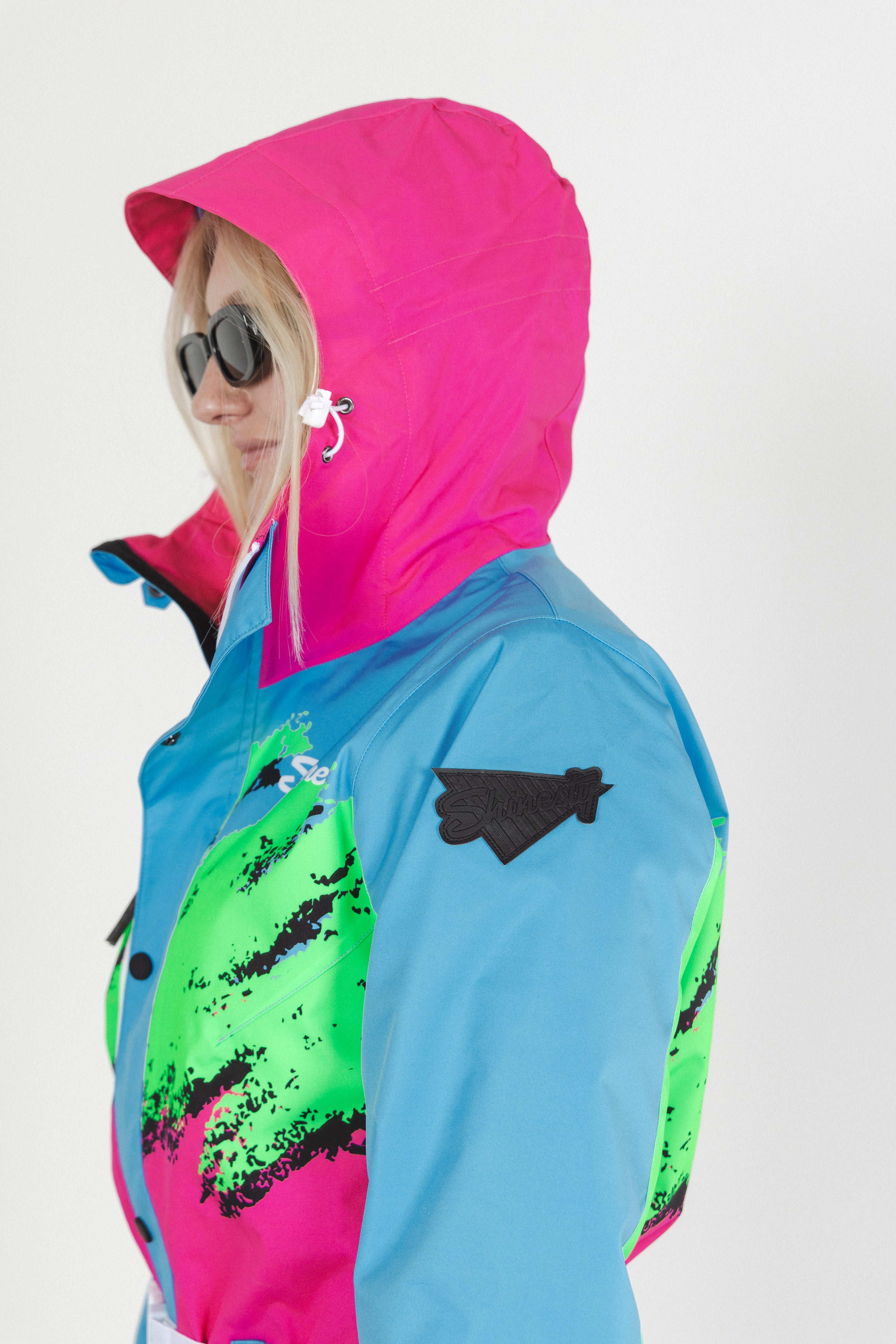 The Park Rat | Neon Spray Design Retro Women's One Piece Ski Suit - Shinesty