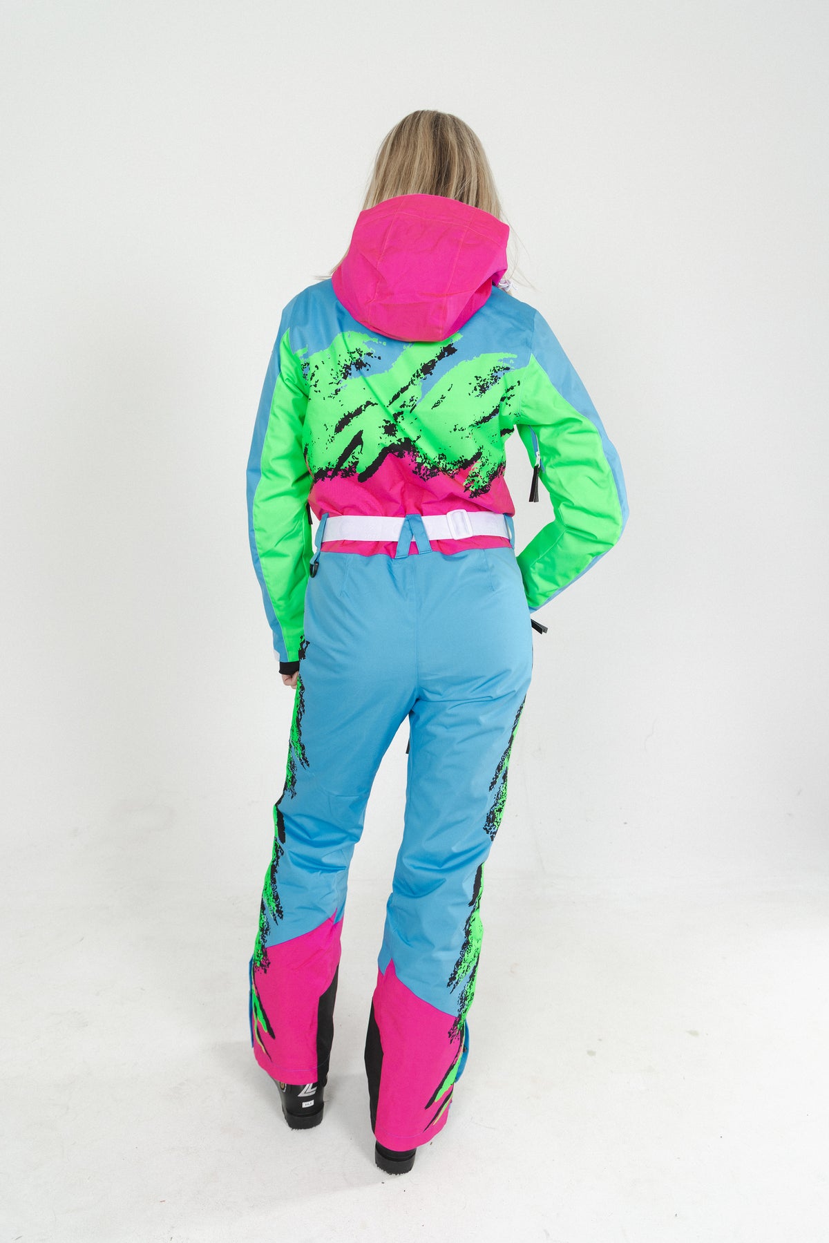 The Park Rat | Neon Spray Design Retro Women's One Piece Ski Suit - Shinesty