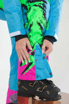 The Park Rat | Neon Spray Design Retro Women's One Piece Ski Suit - Shinesty