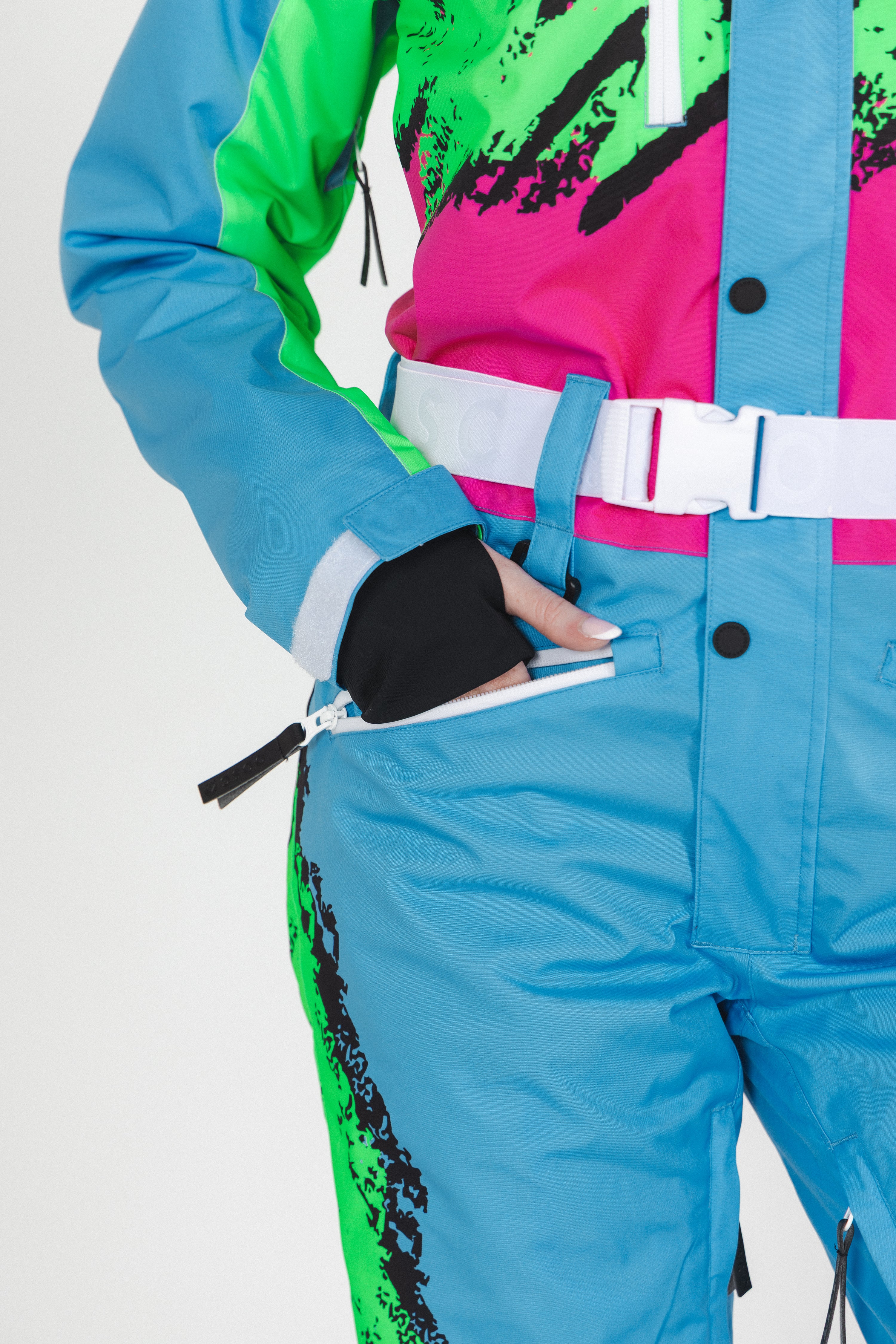 The Park Rat | Neon Spray Design Retro Women's One Piece Ski Suit - Shinesty