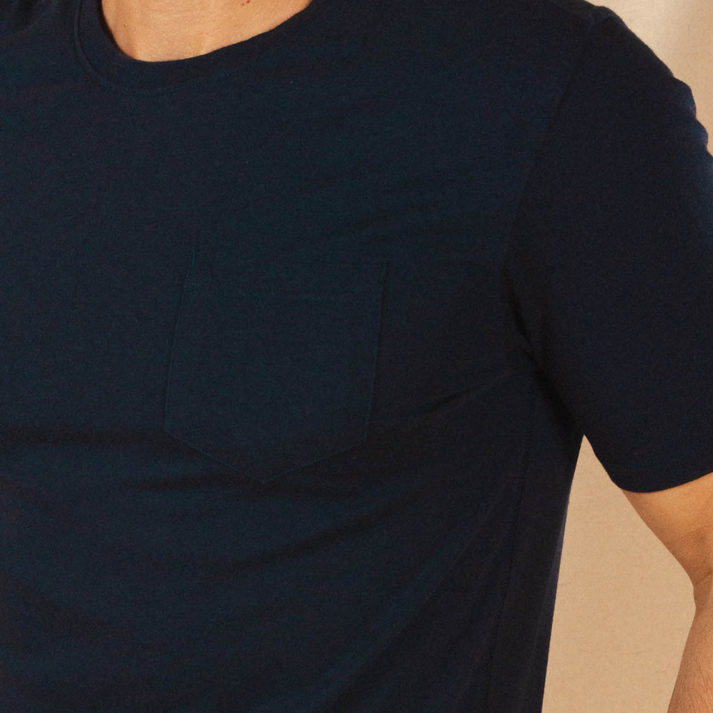 The Blues Singer | Deep Navy Everyman™ Pocket T Shirt - Shinesty