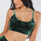 The Extravagance | Dark Green Velvet Bralette - Shinesty