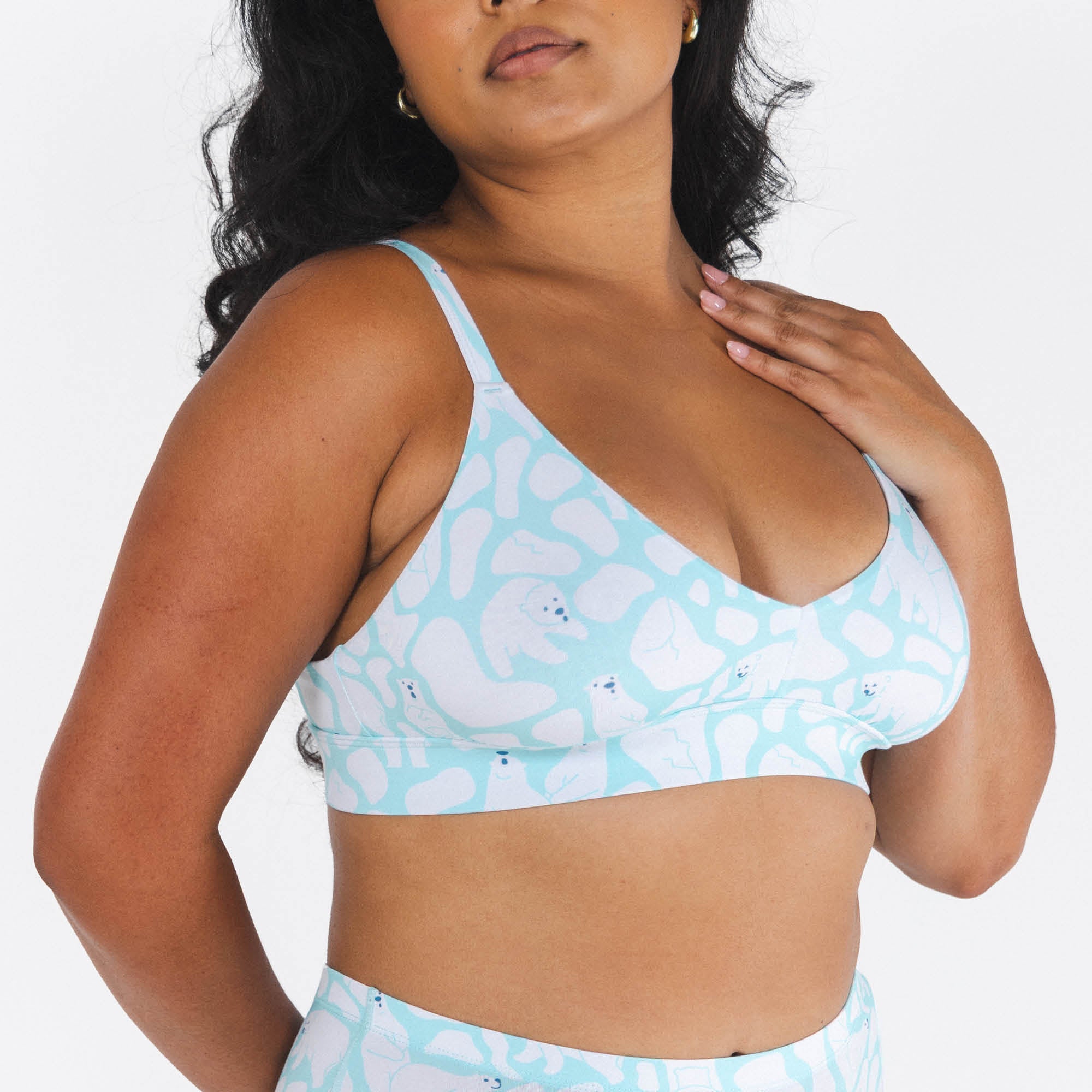 The Polar Polka | Polar Bear Scene Boob Hammock™ Plunge Bralette - Shinesty