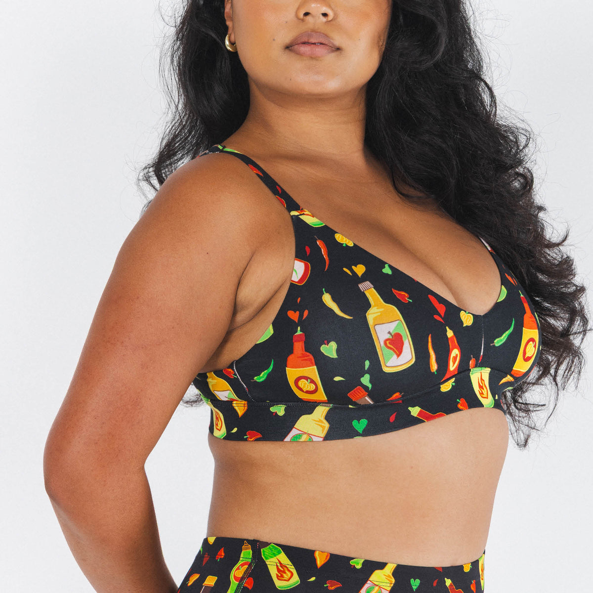 The Gotcha Sriracha | Hot Sauce Boob Hammock™ Plunge Bralette - Shinesty