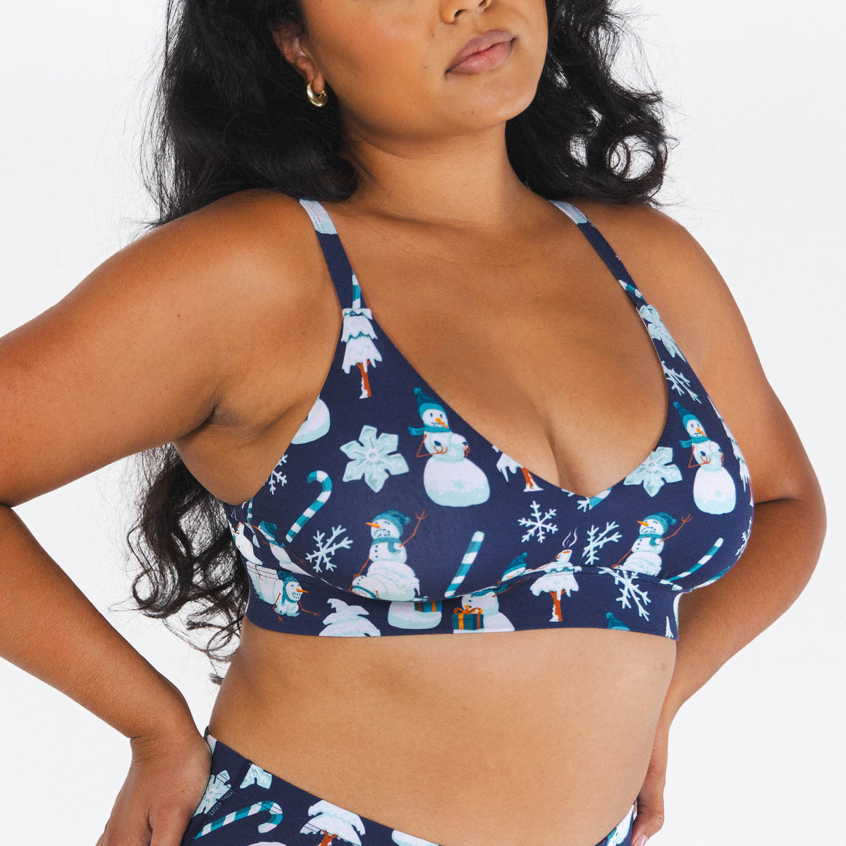 The Big Blizzard | Naughty Snowmen Boob Hammock™ Plunge Bralette - Shinesty