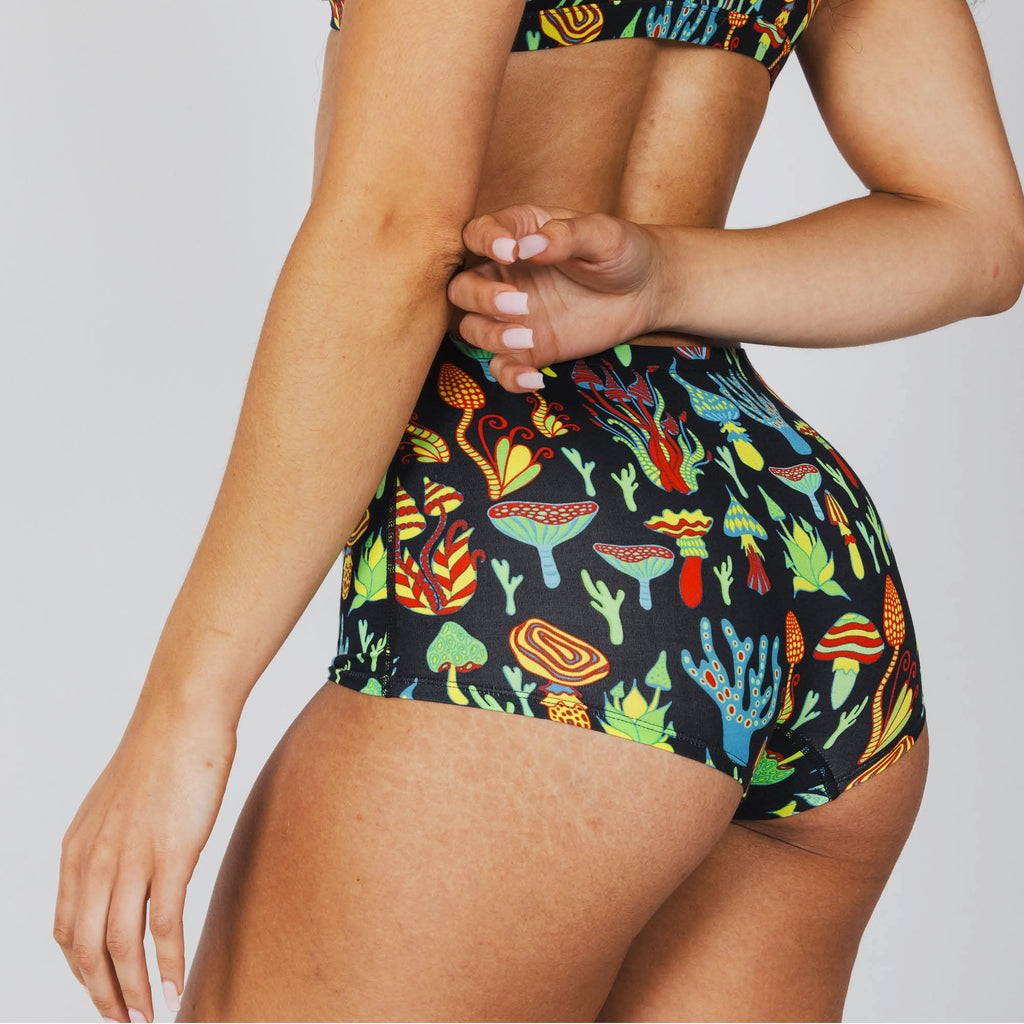 The Super Shroom | Neon Mushrooms Modal Boyshort Underwear - Shinesty