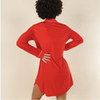 The Maraschino | Flame Scarlet Red SleepDeep™ Long Sleeve Pajama Dress - Shinesty