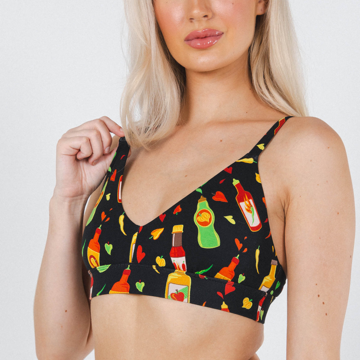 The Gotcha Sriracha | Hot Sauce Boob Hammock™ Plunge Bralette - Shinesty