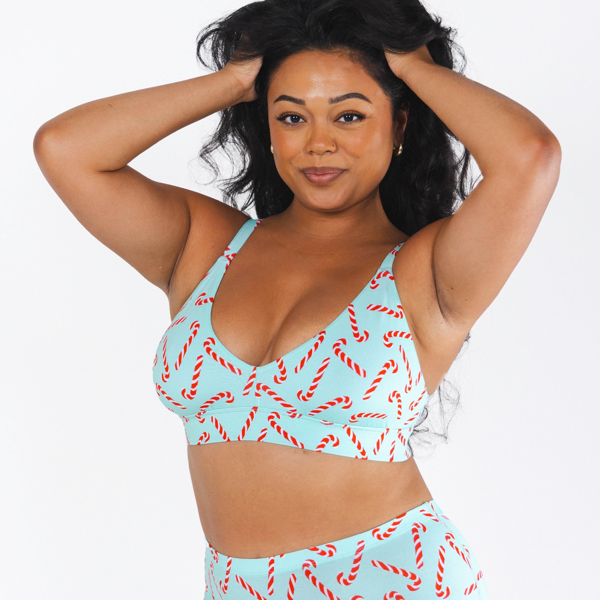 The Peppermint Pimp Canes | Candy Cane Boob Hammock™ Plunge Bralette - Shinesty