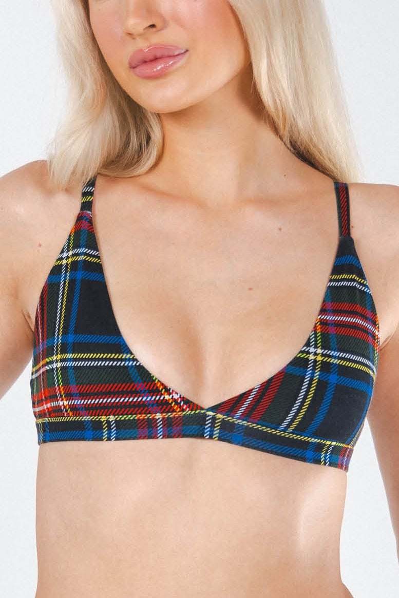 The Cappuccino | Holiday Tartan Plaid Boob Hammock™ Triangle Bralette - Shinesty
