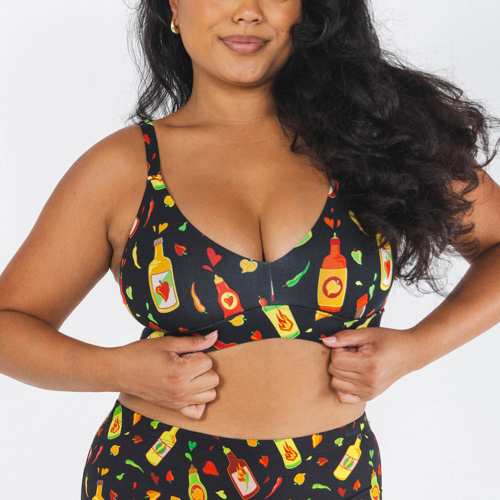 The Gotcha Sriracha | Hot Sauce Boob Hammock™ Plunge Bralette - Shinesty