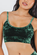 The Extravagance | Dark Green Velvet Bralette - Shinesty