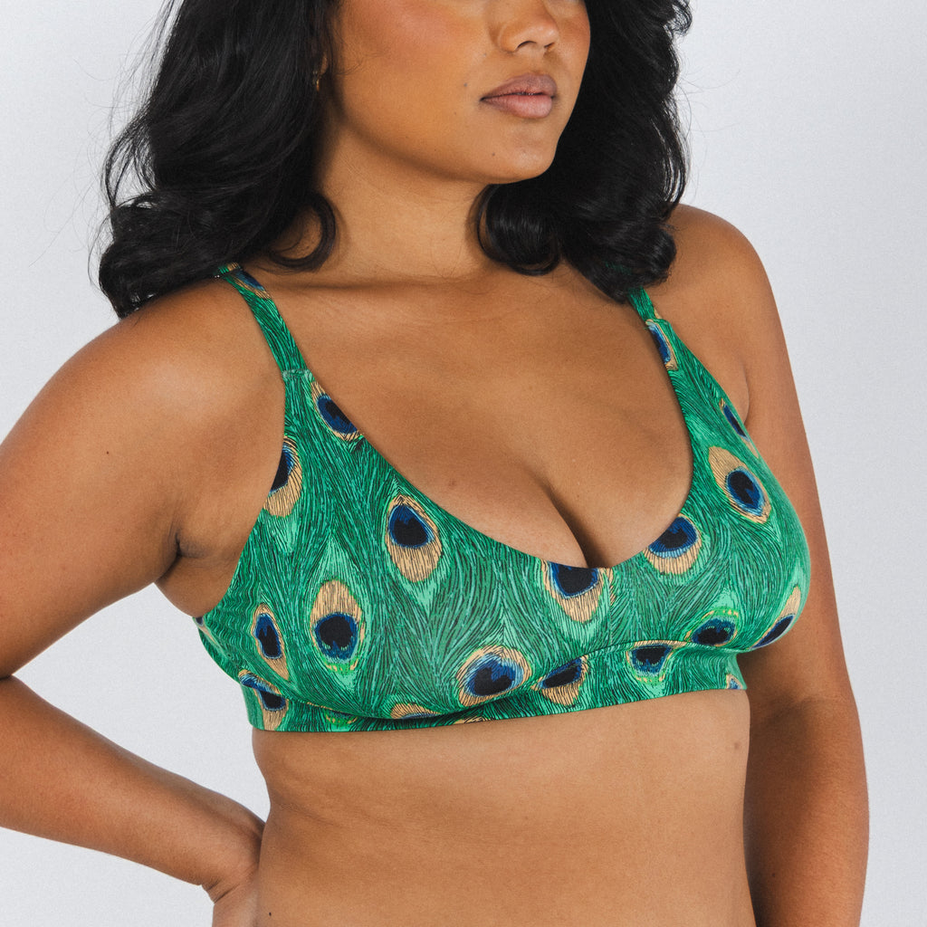 The Fancy Feather | Peacock Boob Hammock™ Plunge Bralette - Shinesty