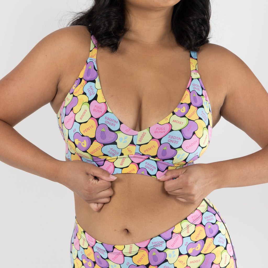 The Candy Crush | Candy Hearts Boob Hammock™ Plunge Bralette - Shinesty