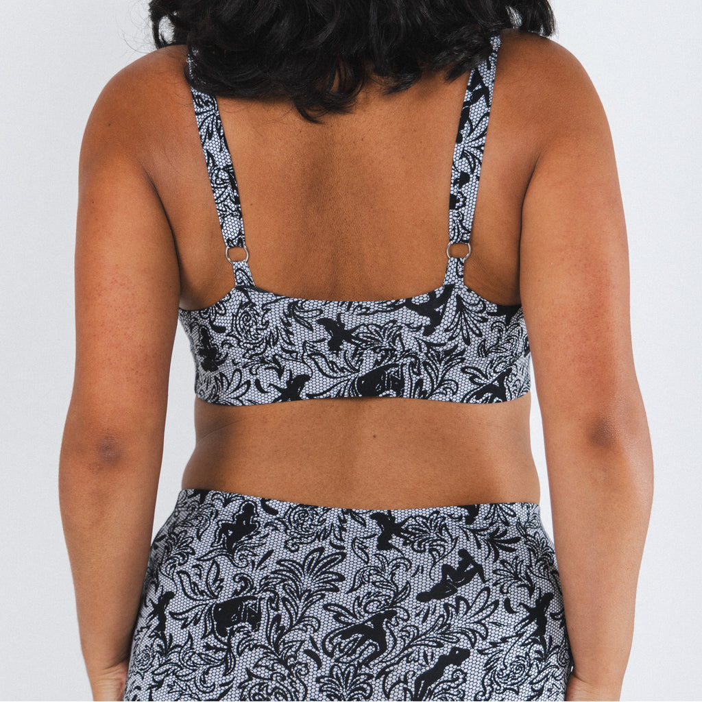The Racy & Lacy | Provocative Lace Print Boob Hammock™ Plunge Bralette - Shinesty