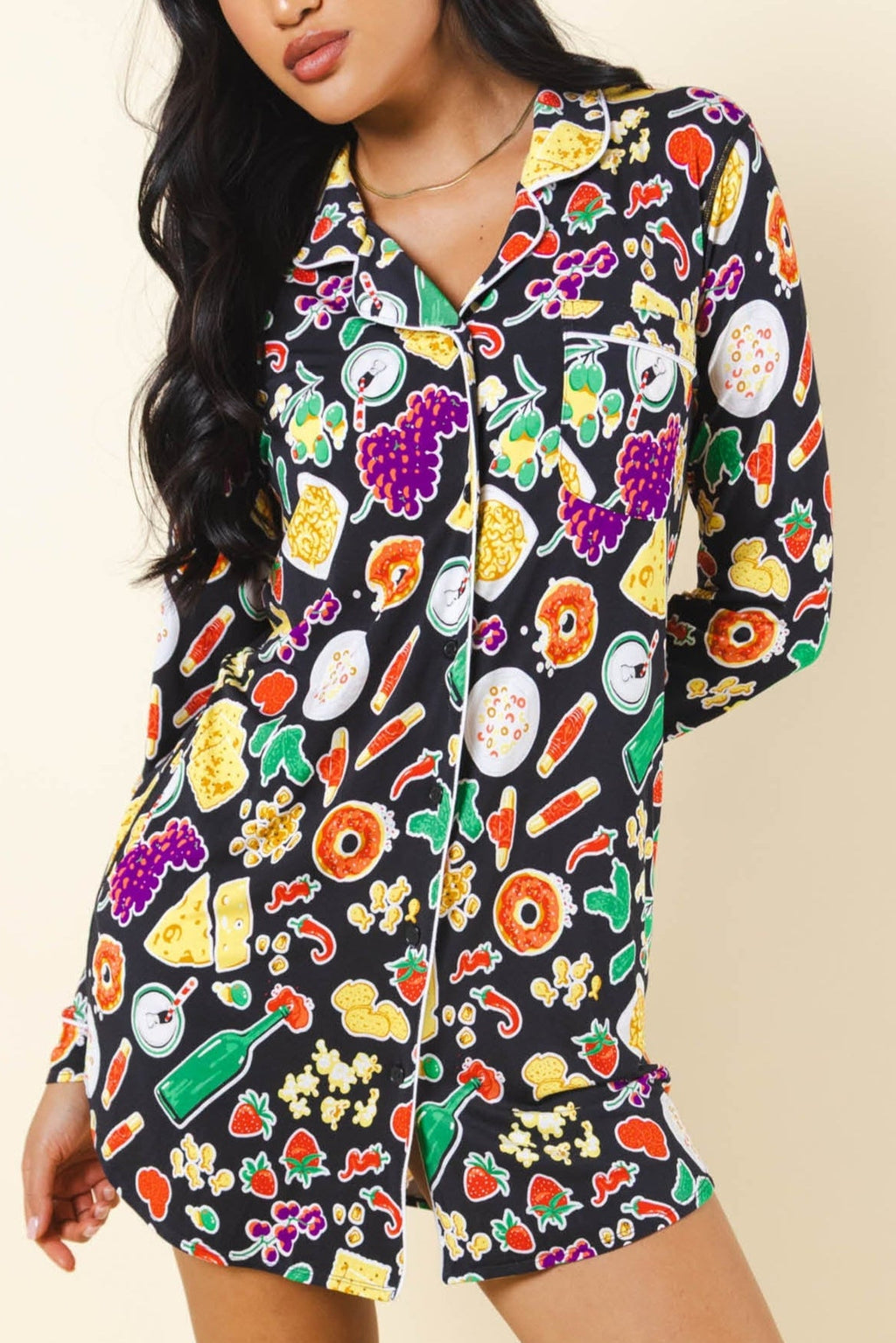 The Charcuterie | Charcuterie SleepDeep™ Long Sleeve Pajama Dress - Shinesty