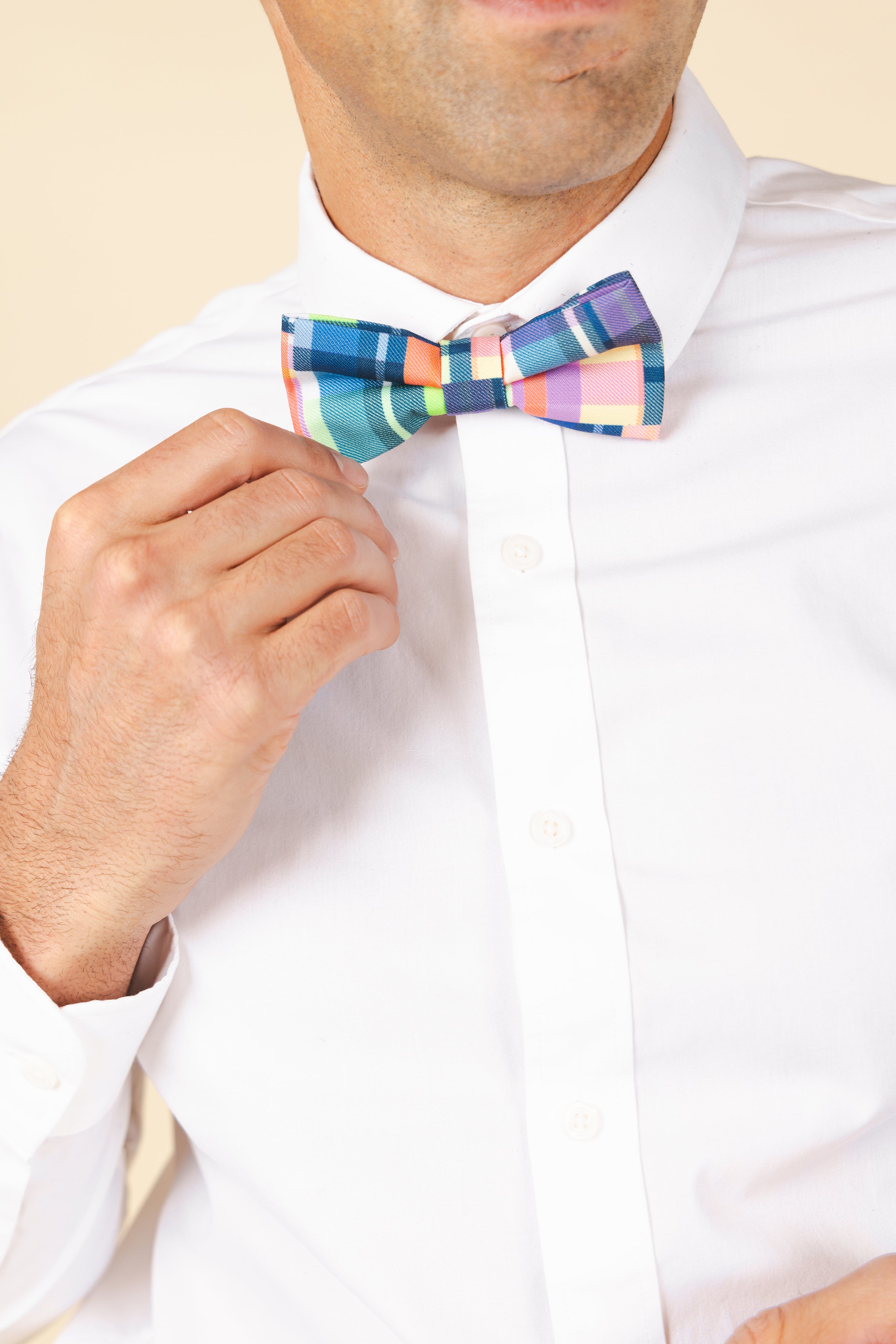 The Plaid To The Bone | Plaid Patchwork Bow Tie - Shinesty