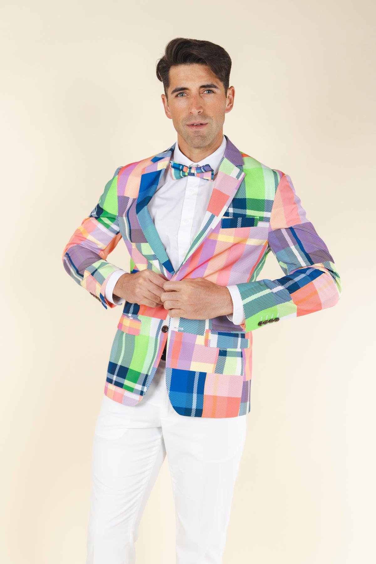 The Plaid To The Bone | Plaid Patchwork Suit - Shinesty