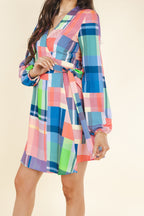 The Plaid To The Bone | Plaid Patchwork Wrap Dress - Shinesty