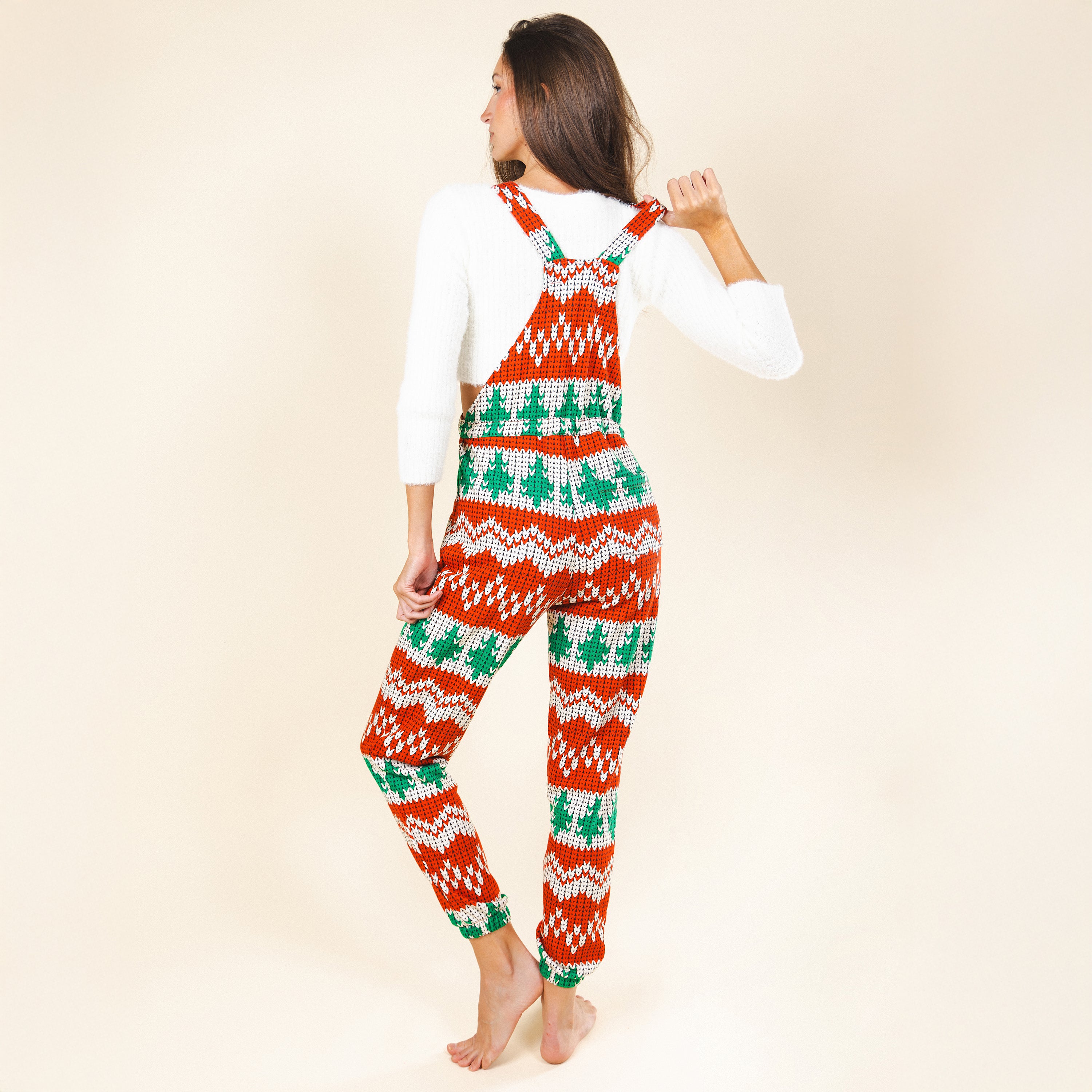 The Red Ryder | Fair Isle Knit Print Women's Pajamaralls® - Shinesty