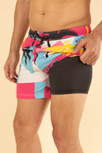 The SoCal Summer | Black and Pink Tropical Ball Hammock® Pouch 5" Swim Trunks - Shinesty
