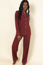 The Sommelier | Burgundy SleepDeep™ Women’s Long Sleeve Pajama Set - Shinesty