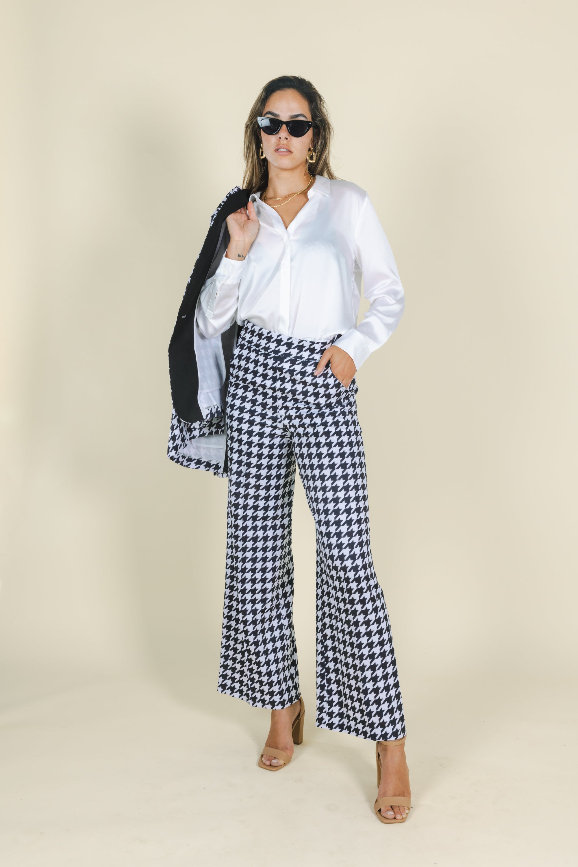 The Sophistication | Houndstooth Women's Suit Pants - Shinesty