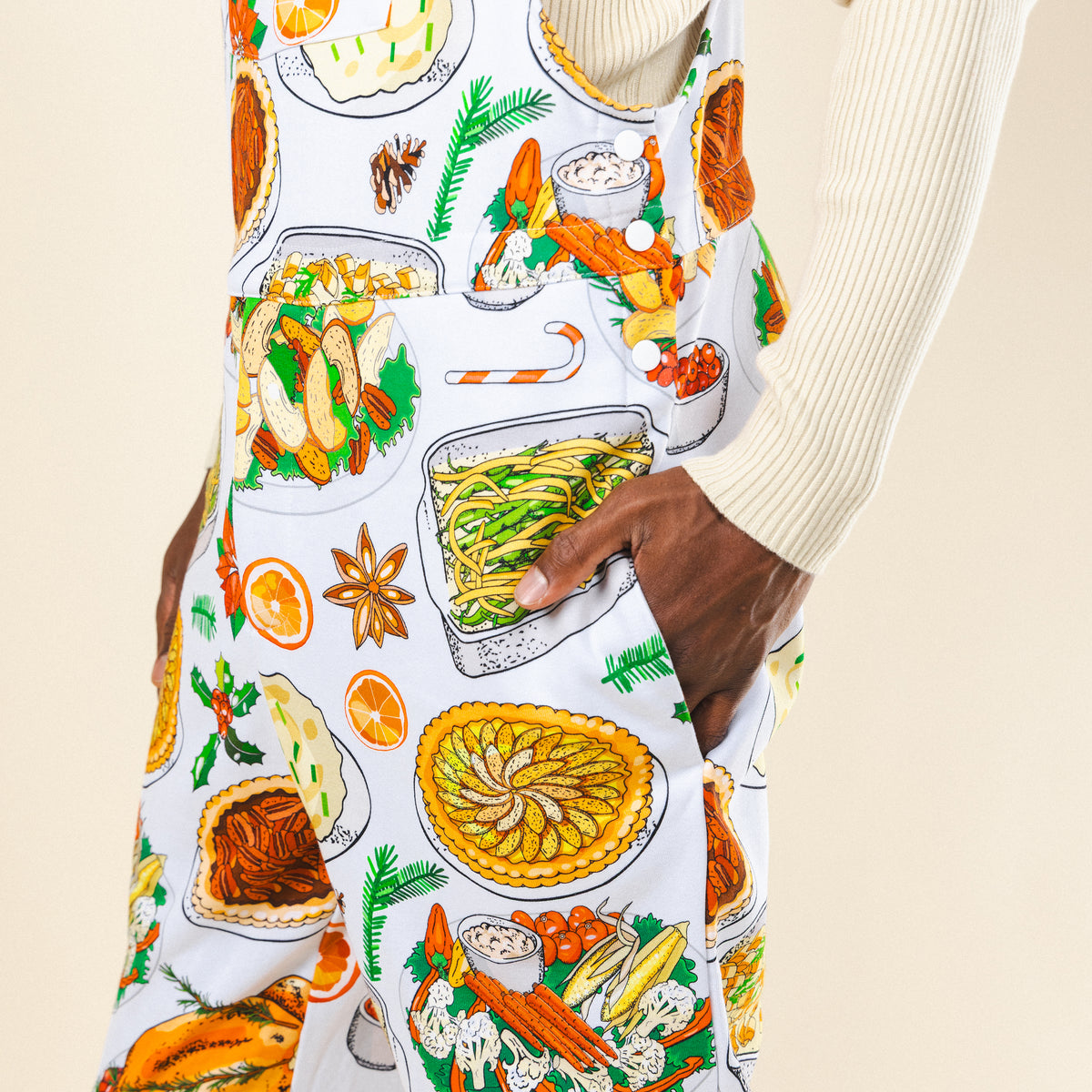 The Spread | White Thanksgiving Pajamaralls® - Shinesty