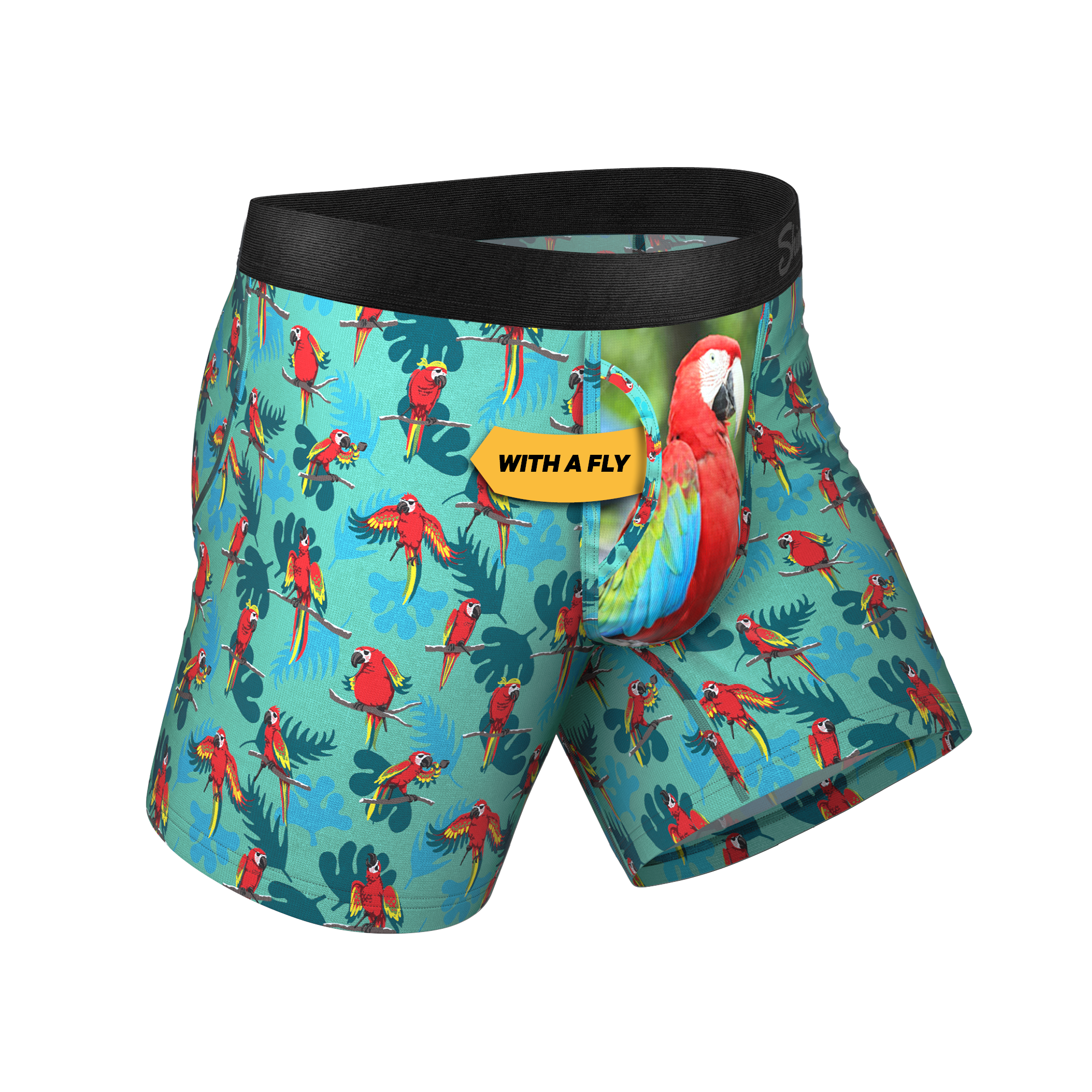 The Squawk Tease | Tropical Parrot Ball Hammock® Pouch Underwear With Fly - Shinesty