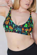 The Super Shroom | Neon Mushrooms Boob Hammock™ Plunge Bralette - Shinesty