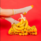 The Banana Jam | Tan and Mustard Heel Hammock™ Crew Socks - Shinesty