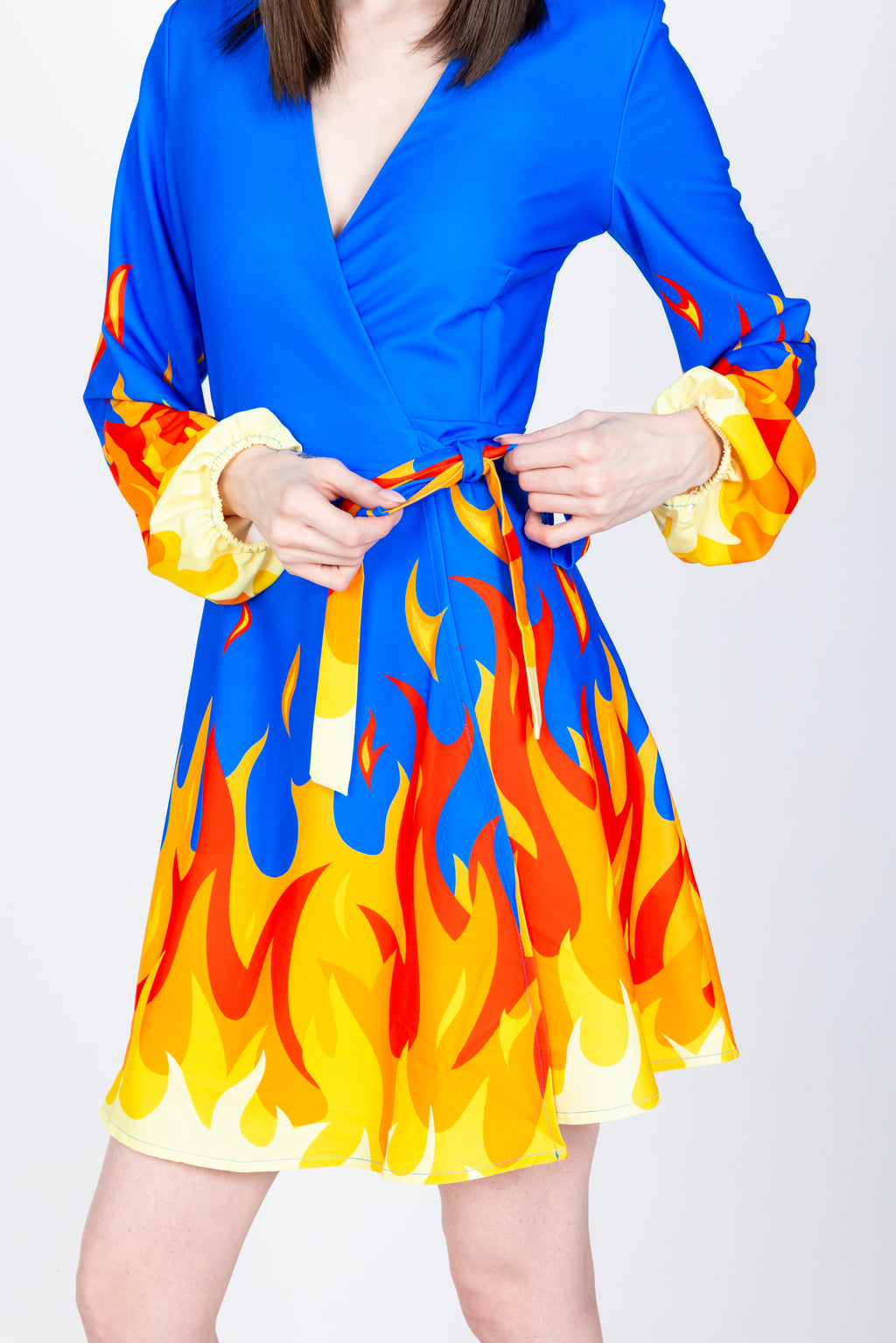The Blaze Of Glory | Flames Wrap Dress - Shinesty