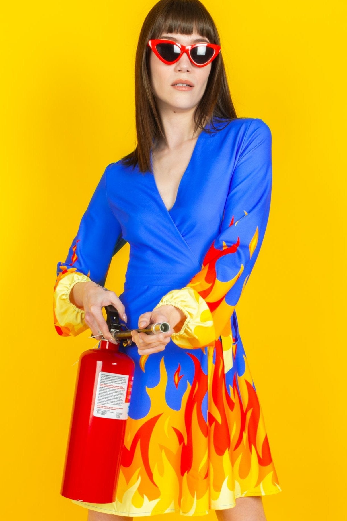 The Blaze Of Glory | Flames Wrap Dress - Shinesty