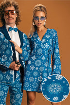The Ice Never Melts | Blue Snowflake Christmas Wrap Dress - Shinesty