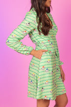 The Louisville | Derby Horse Racing Stripe Wrap Dress - Shinesty