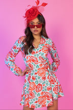 The Win By A Rose | Derby Roses Wrap Dress - Shinesty