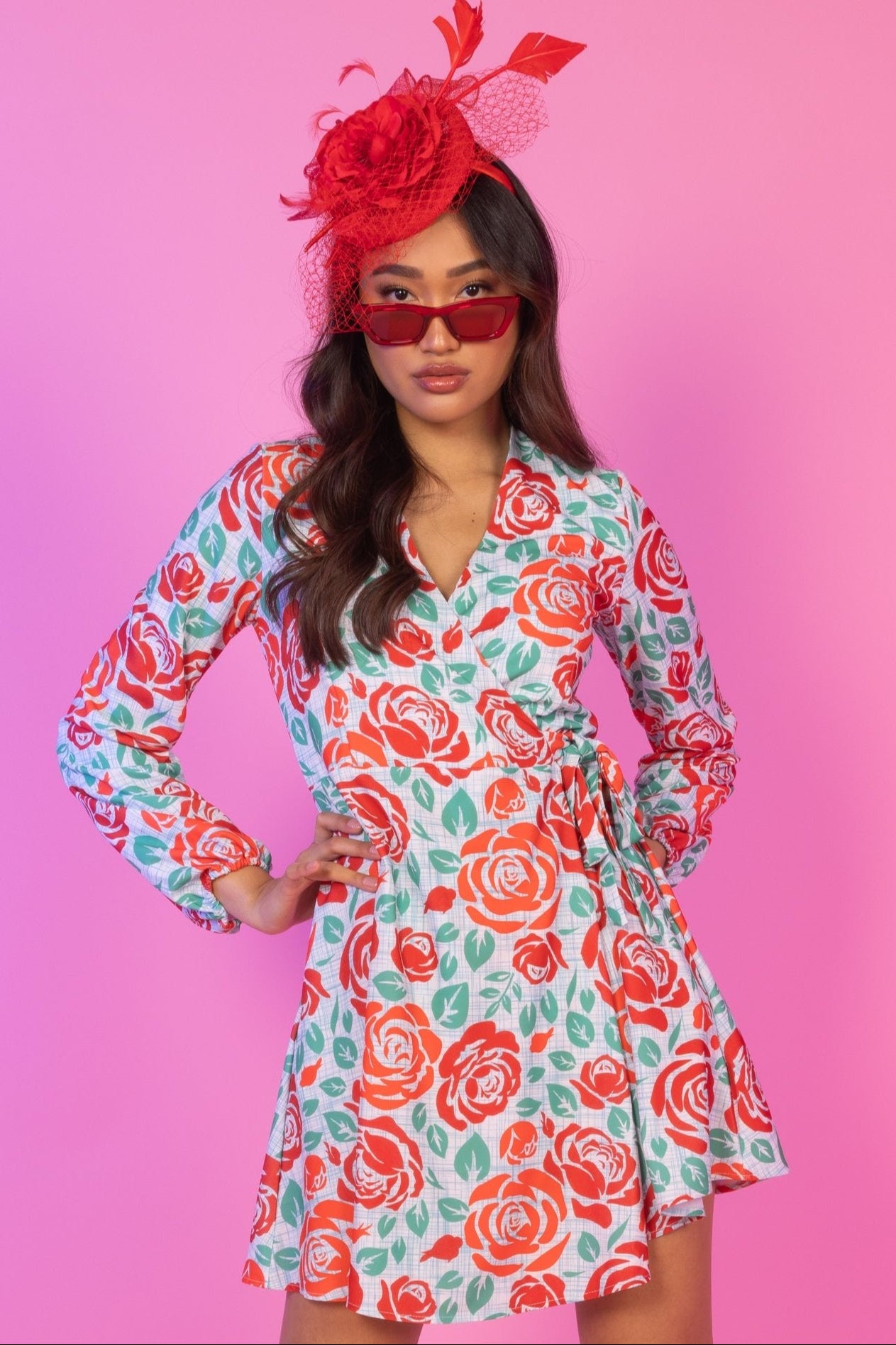 The Win By A Rose | Derby Roses Wrap Dress - Shinesty