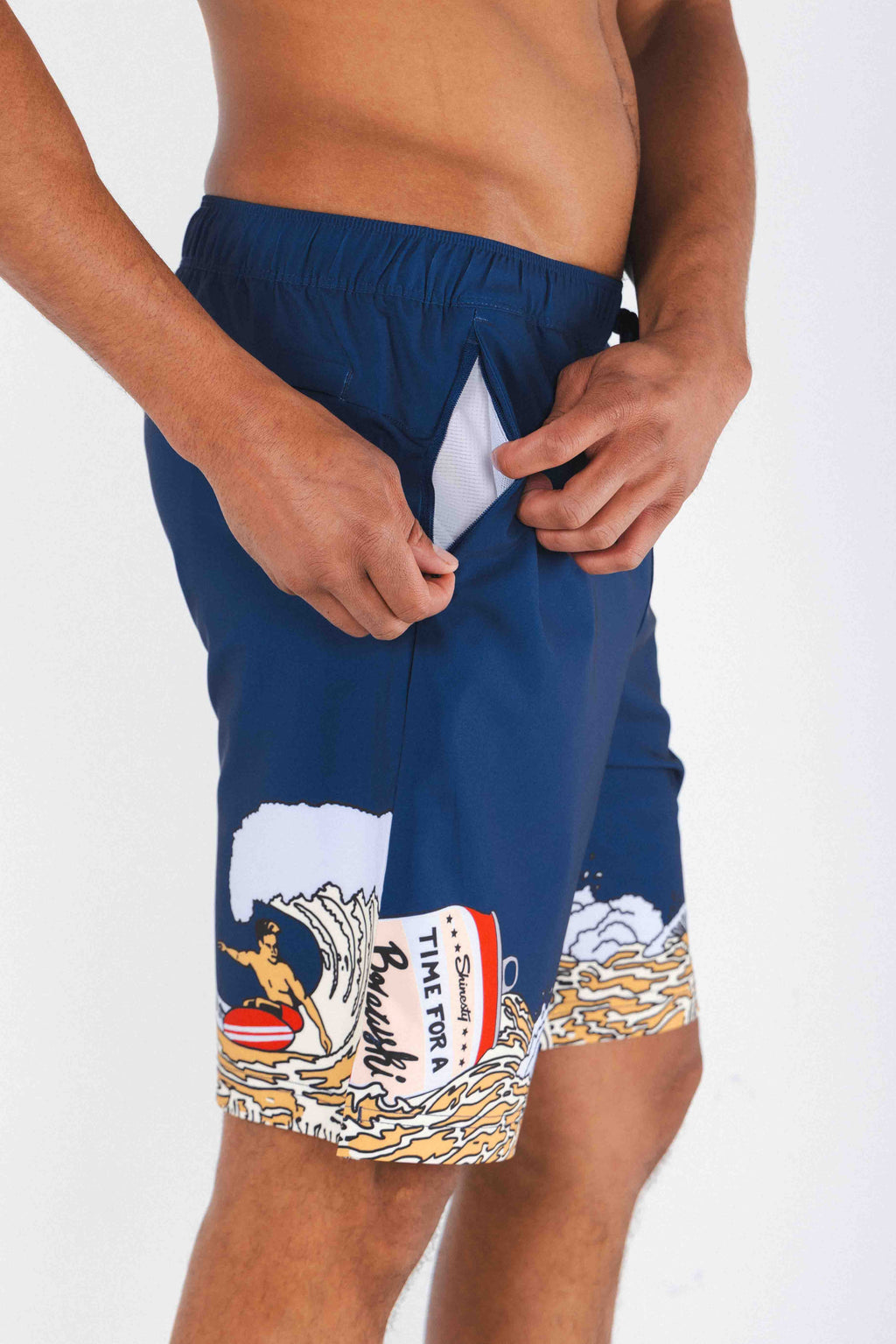 The Tidal Lager | Beer Surfer Ball Hammock® Pouch 8" Swim Trunks - Shinesty