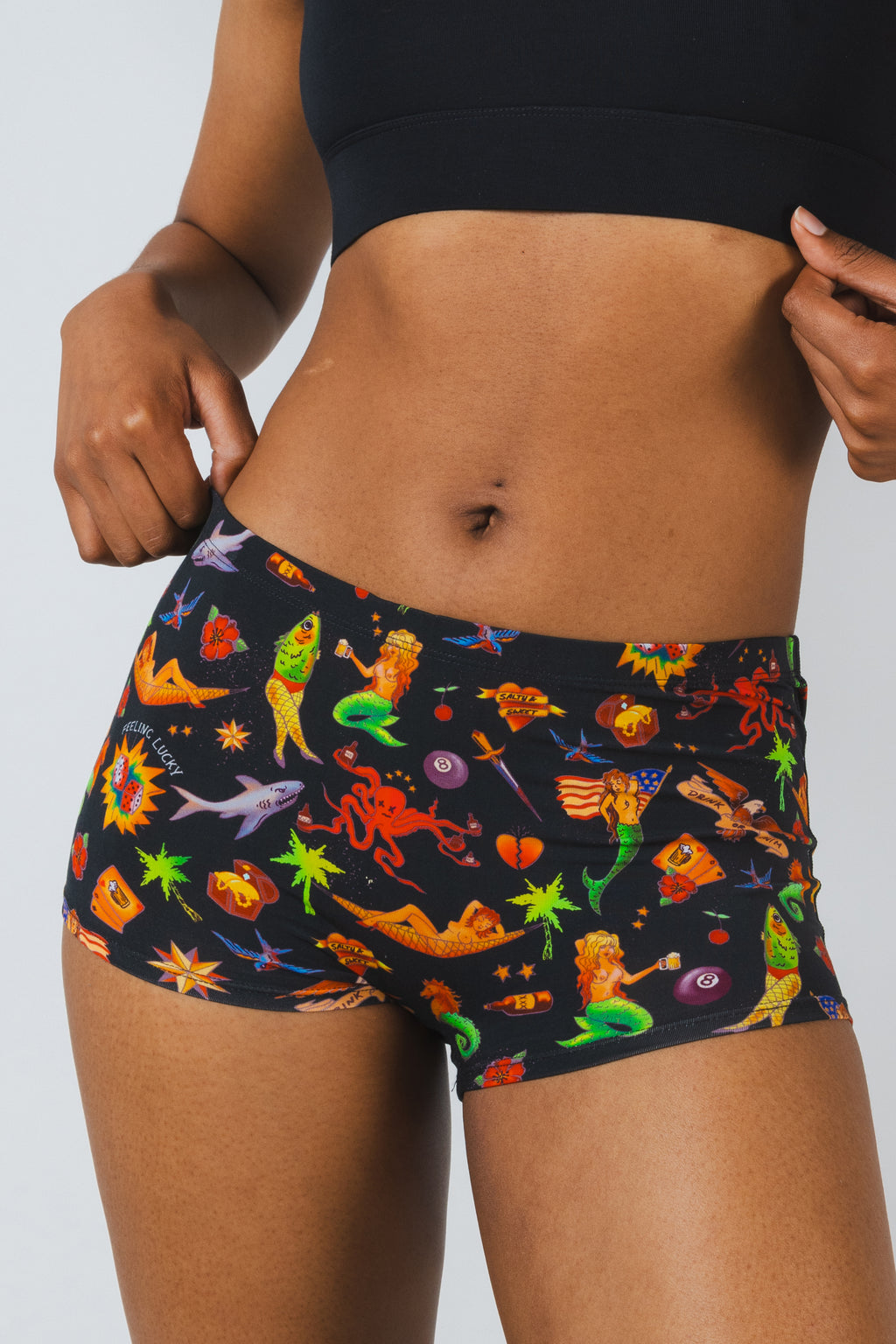 The Tight Ship | Sailor Tattoos Modal Boyshort Underwear - Shinesty