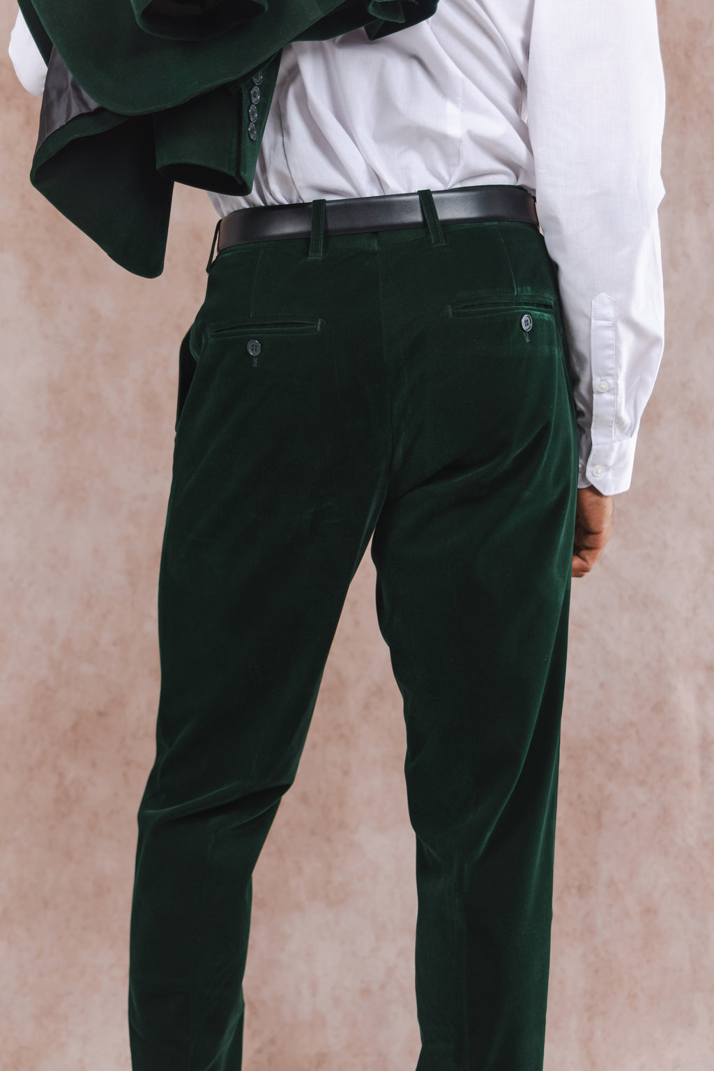 The Elegant Evergreen | Green Velvet Velvet Suit Pants - Shinesty